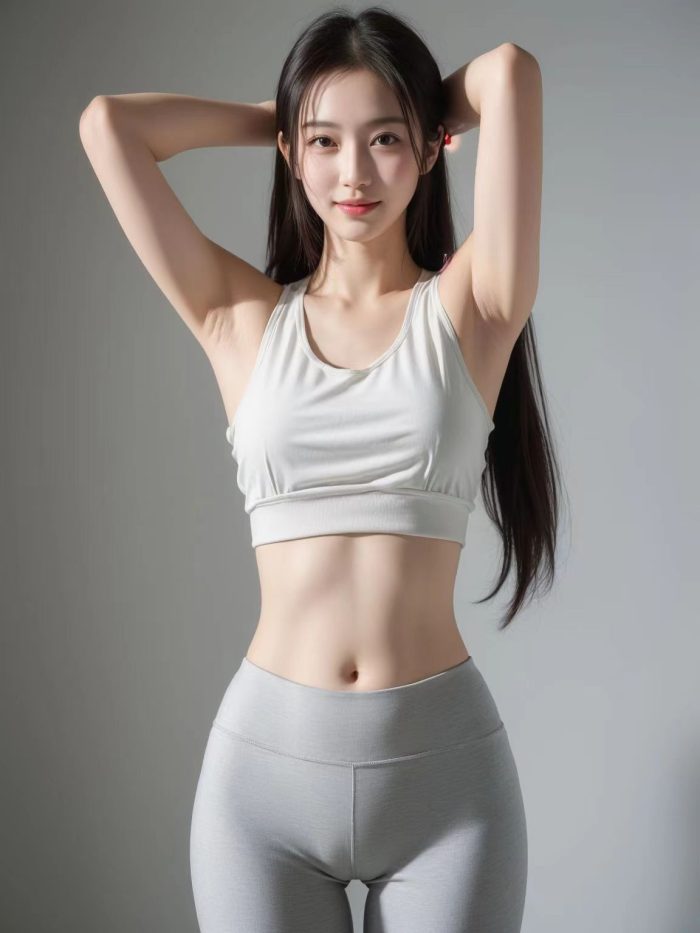 AI瑜伽裤清纯妹子系列图-婷美图